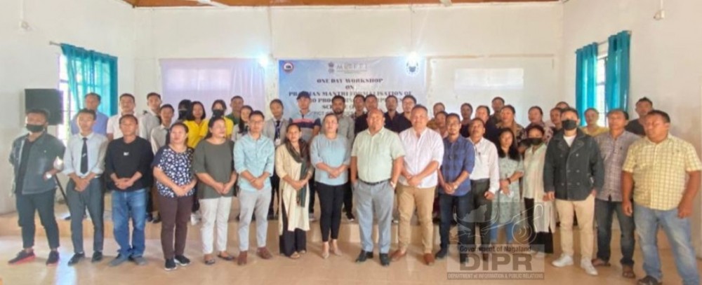 DIC officials along with participants of the one-day workshop on PMFME on November 24 at the District Industries Centre, Niuland. (DIPR Photo)